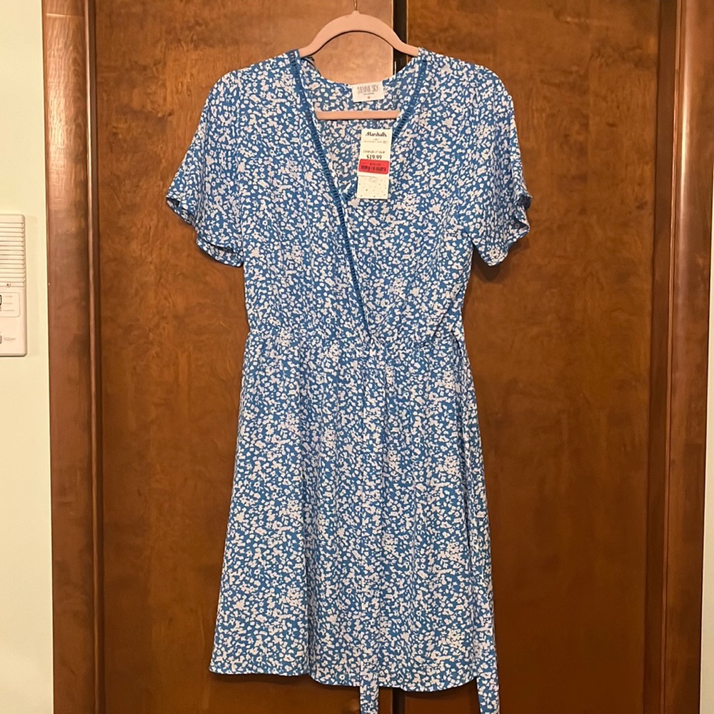 blue floral short dress